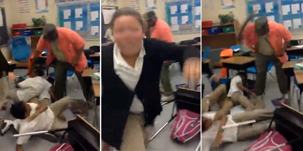 ___ substitute teacher who appears to be beating